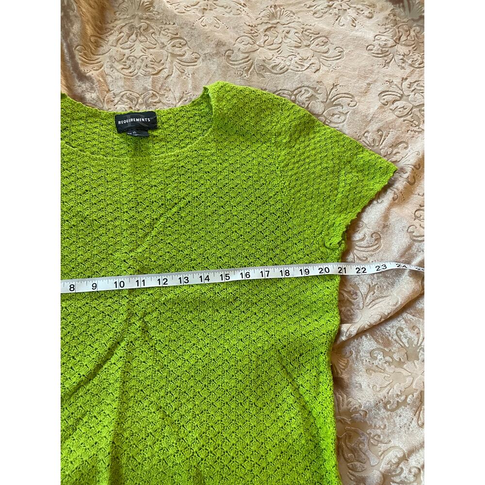 Vintage 90s Crochet Knit Sweater Top Lime Green Size XL - Picture 6 of 6